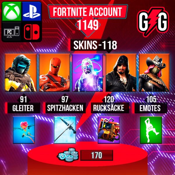 Fortnite OG Account - 118 Skins | Galaxy | Hybrid | Blackheart | Zenith | Calamity