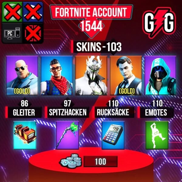 Fortnite OG Account - 103 Skins | Gold Midas | Gold Brutus | Prodigy | Rogue Spider Knight | Surf Strider