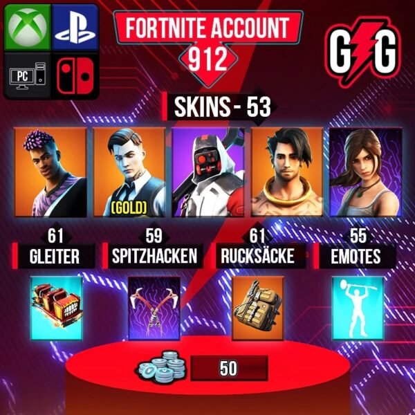 Fortnite OG Account - 53 Skins | Double Helix | Gold Midas | Fade | Raz | Lara Croft