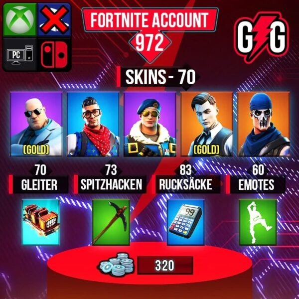 Fortnite OG Account - 70 Skins | Royale Bomber | OG STW | Gold Midas | Gold Brutus | Prodigy