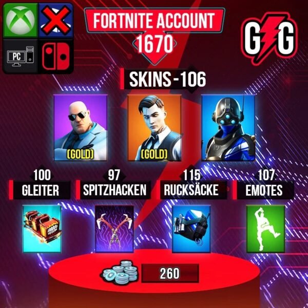 Fortnite OG Account - 106 Skins | Gold Midas | Gold Brutus | Trilogy