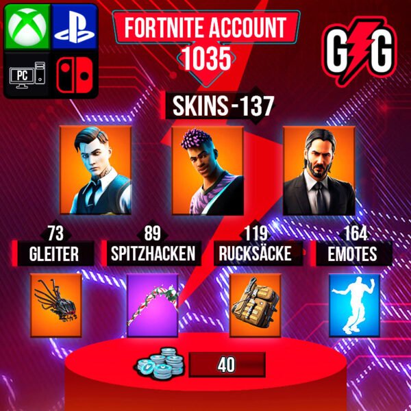 Fortnite OG Account - 137 Skins | John Wick | Midas | Fade